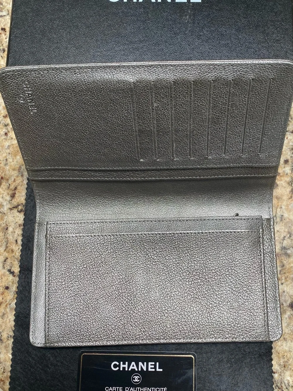 CHANEL Metallic Taupe Long Card Holder Wallet - Picture 3 of 3